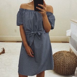 Off the Shoulder Gingham Dress